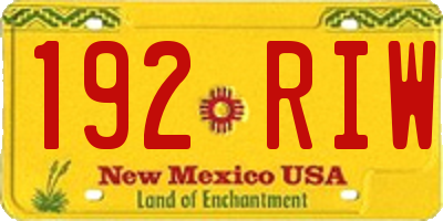 NM license plate 192RIW