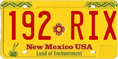 NM license plate 192RIX