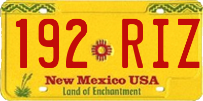 NM license plate 192RIZ