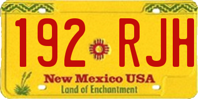 NM license plate 192RJH