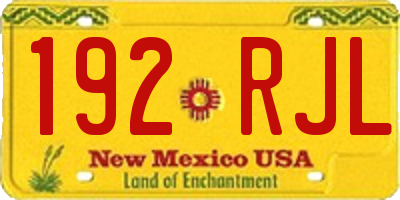 NM license plate 192RJL