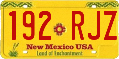 NM license plate 192RJZ