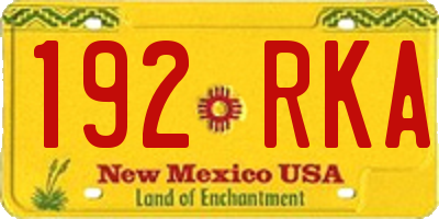 NM license plate 192RKA