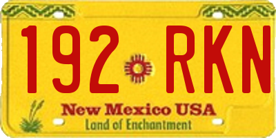 NM license plate 192RKN