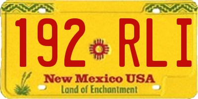 NM license plate 192RLI