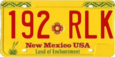 NM license plate 192RLK