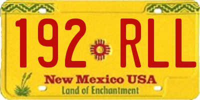 NM license plate 192RLL