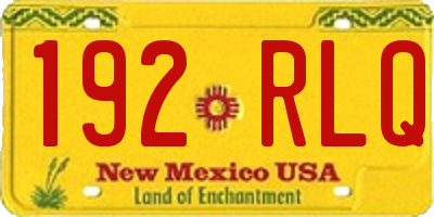 NM license plate 192RLQ
