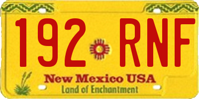 NM license plate 192RNF