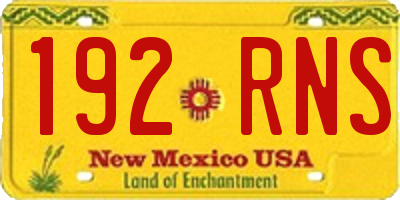 NM license plate 192RNS