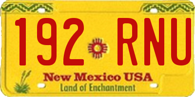 NM license plate 192RNU