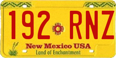 NM license plate 192RNZ