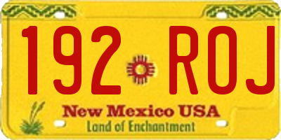 NM license plate 192ROJ