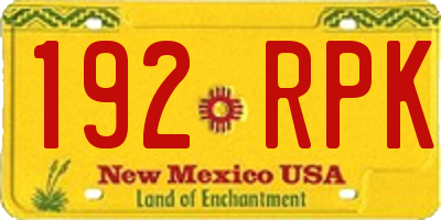 NM license plate 192RPK