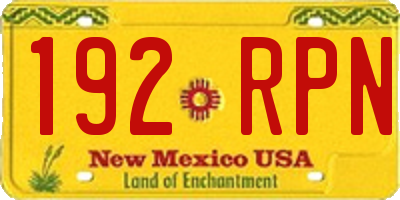 NM license plate 192RPN