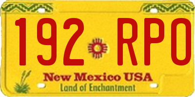 NM license plate 192RPO