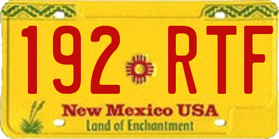 NM license plate 192RTF