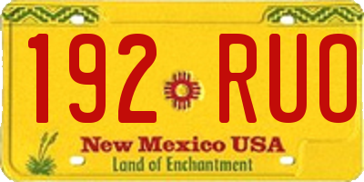 NM license plate 192RUO