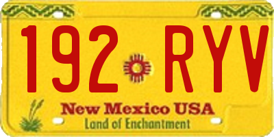 NM license plate 192RYV
