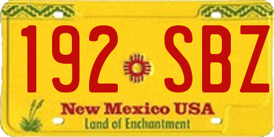 NM license plate 192SBZ