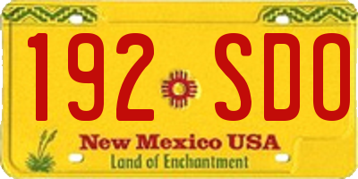 NM license plate 192SDO