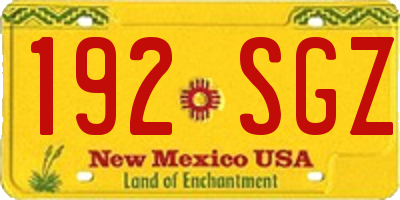 NM license plate 192SGZ