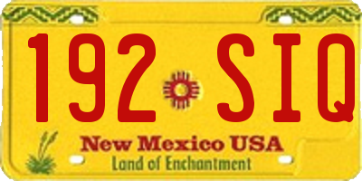 NM license plate 192SIQ