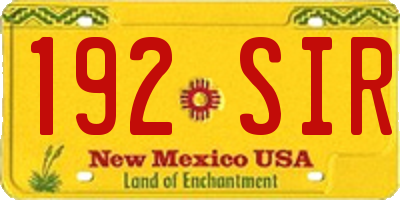 NM license plate 192SIR