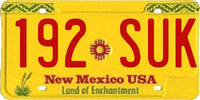NM license plate 192SUK