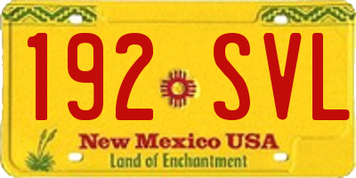 NM license plate 192SVL