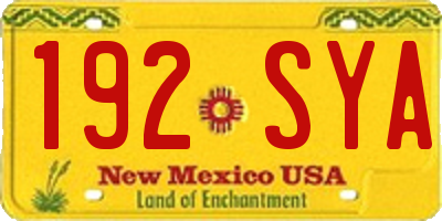 NM license plate 192SYA