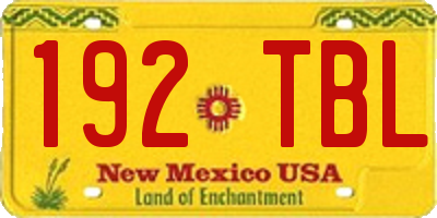 NM license plate 192TBL