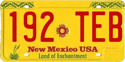 NM license plate 192TEB