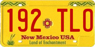 NM license plate 192TLO