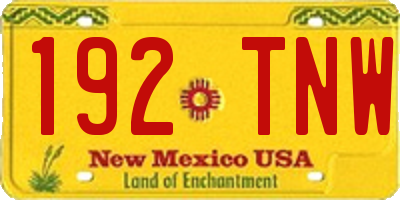 NM license plate 192TNW