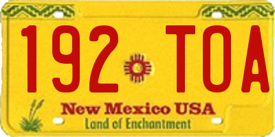 NM license plate 192TOA