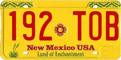 NM license plate 192TOB