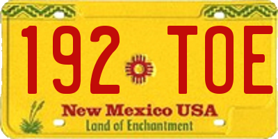 NM license plate 192TOE