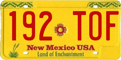 NM license plate 192TOF