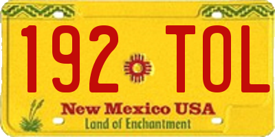 NM license plate 192TOL