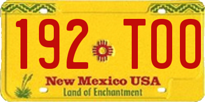 NM license plate 192TOO