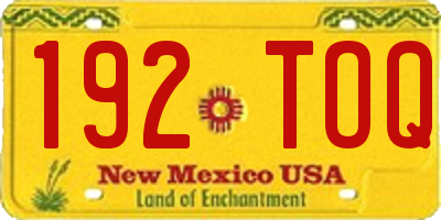 NM license plate 192TOQ