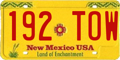 NM license plate 192TOW