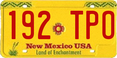 NM license plate 192TPO