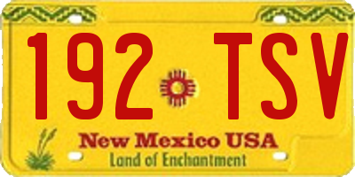 NM license plate 192TSV