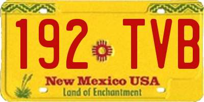 NM license plate 192TVB