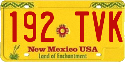 NM license plate 192TVK