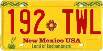 NM license plate 192TWL