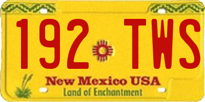 NM license plate 192TWS