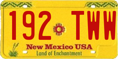 NM license plate 192TWW